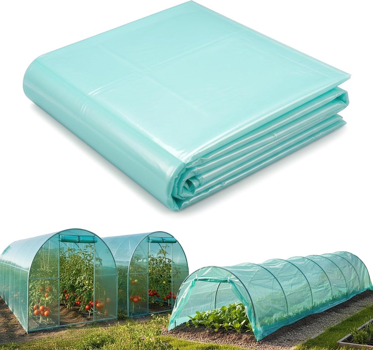 Broeikasfolie - Tuinfolie Tunnelkas - Planten Beschermen - UV Stabilisatie Scheurvast - 6x2 Meter - Groen