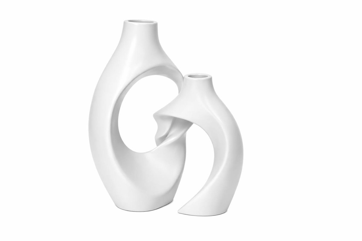 QORVANE Home - Abstracte siervazen - set van 2 - wit