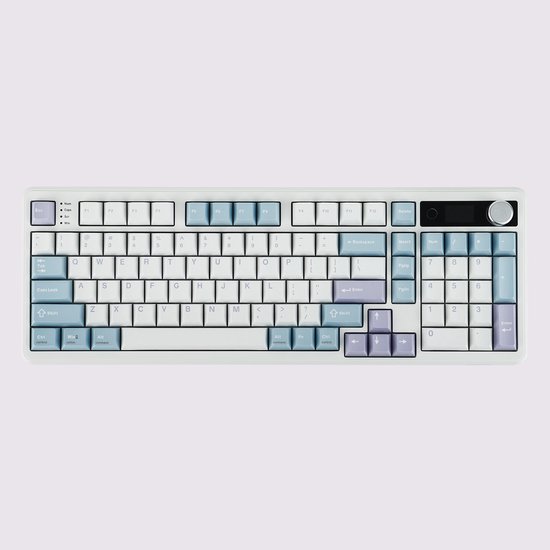Epomaker TH99 PRO Draadloos Mechanisch Gaming Toetsenbord - 96% Layout met Numpad - 10.000mAh Accu - Gasket Mount - US QWERTY - Wit/Blauw