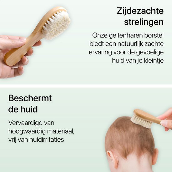 BimbelBoo® - Houten Baby Borstel - Massage Borstel Hoofdhuid - Hout en Natuurlijke Geitenharen - Zacht - Kraamcadeau - Babyborstel - Baby Haarborstel - Baby Verzorgingsset - Baby Verzorgingsproducten van Merkloos — afbeelding 2