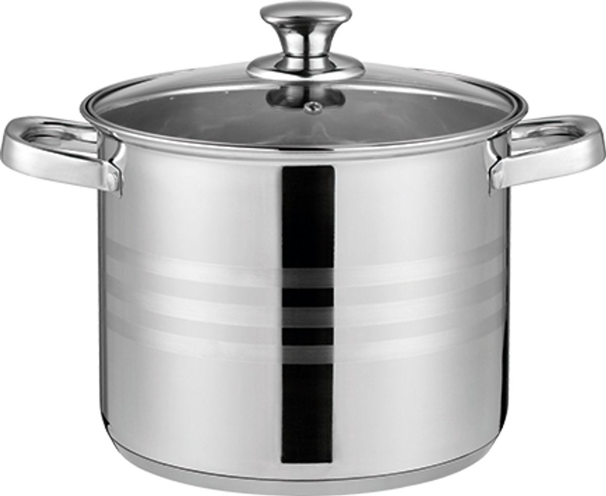 Swiss Haus® NC22SP Soeppan Met Deksel - Ø22cm / 6,8L - Kookpan - Geschikt Voor Inductie & Alle Warmtebronnen - Vaatwasser & Ovenbestendig - RVS — afbeelding 1