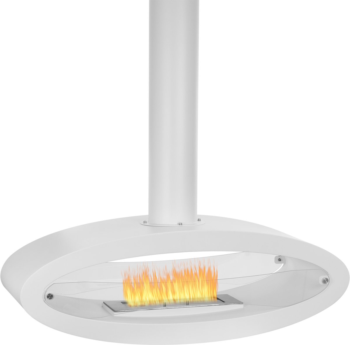 Hangende ethanol haard wit 186,5x112x43 cm plafondhaard bio haard 2,5L