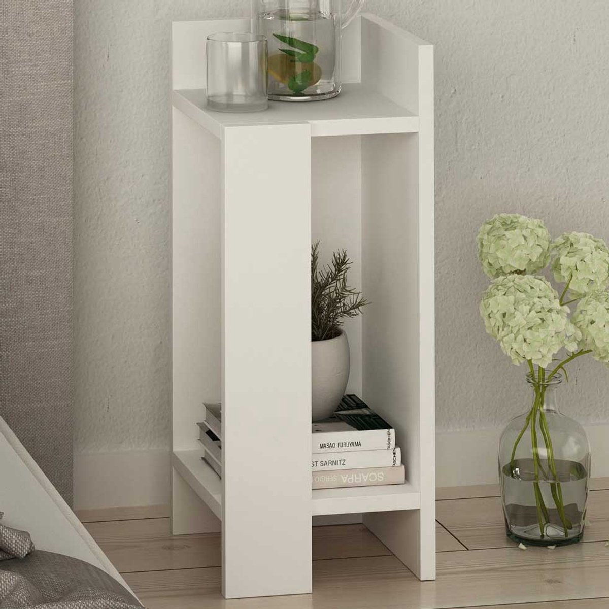 Skye Decor Nachtkastje Rechts - Stijlvol Wit - Ruimtebesparend 25x60x27cm - Duurzaam Melamine