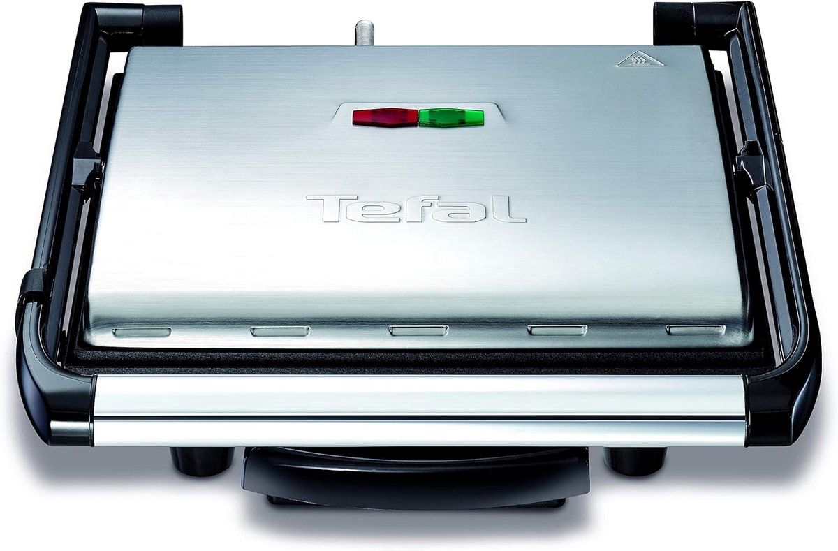Contactgrill - Panini grill - Snel koken - Antikleefcoating - 36x33x11 cm - Zwart