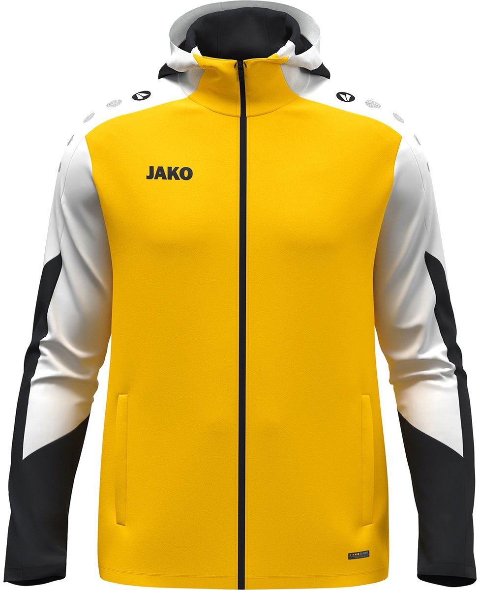 Jako Dynamic Jas Met Kap Dames - Geel / Wit / Zwart | Maat: S