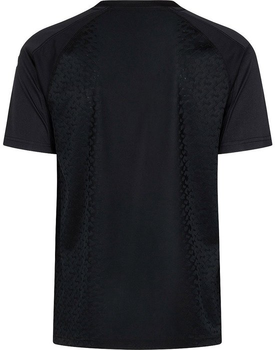 Zwarte Robey sportshirt met subtiel patroon op de rug.