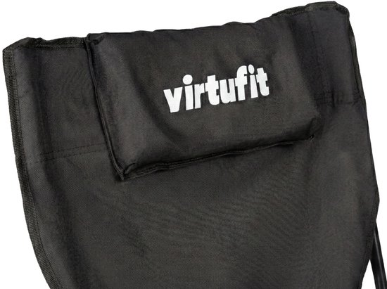 VirtuFit Opvouwbare Camping Stoel met Voetsteun - Strandstoel - Zwart - Inclusief Draagtas, Bekerhouder en Opbergvak — afbeelding 2