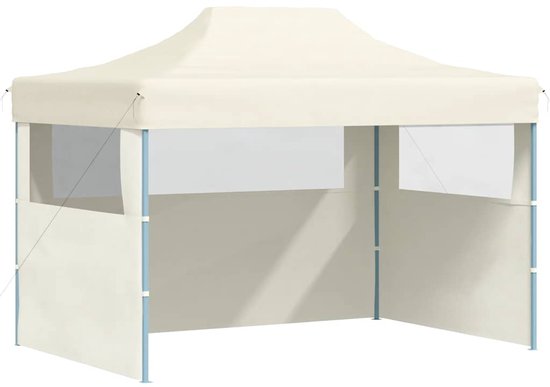 vidaXL Tente de réception pliante avec 3 parois latérales 3 x 4 m Crème Acier