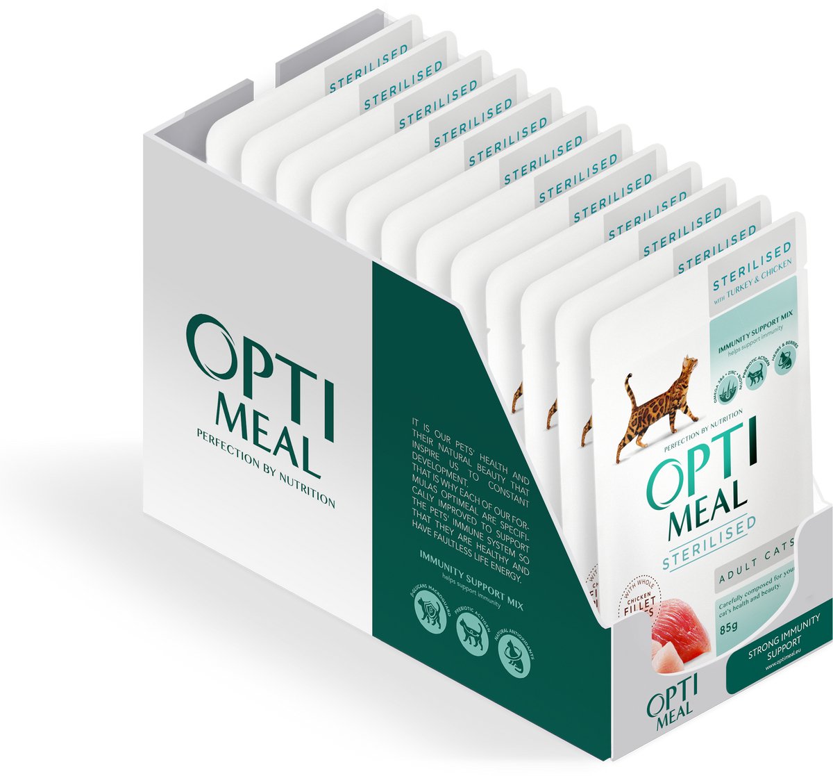 Optimeal gesteriliseerde katten natvoer met kalkoen en kipfilet in saus - 12x 85g