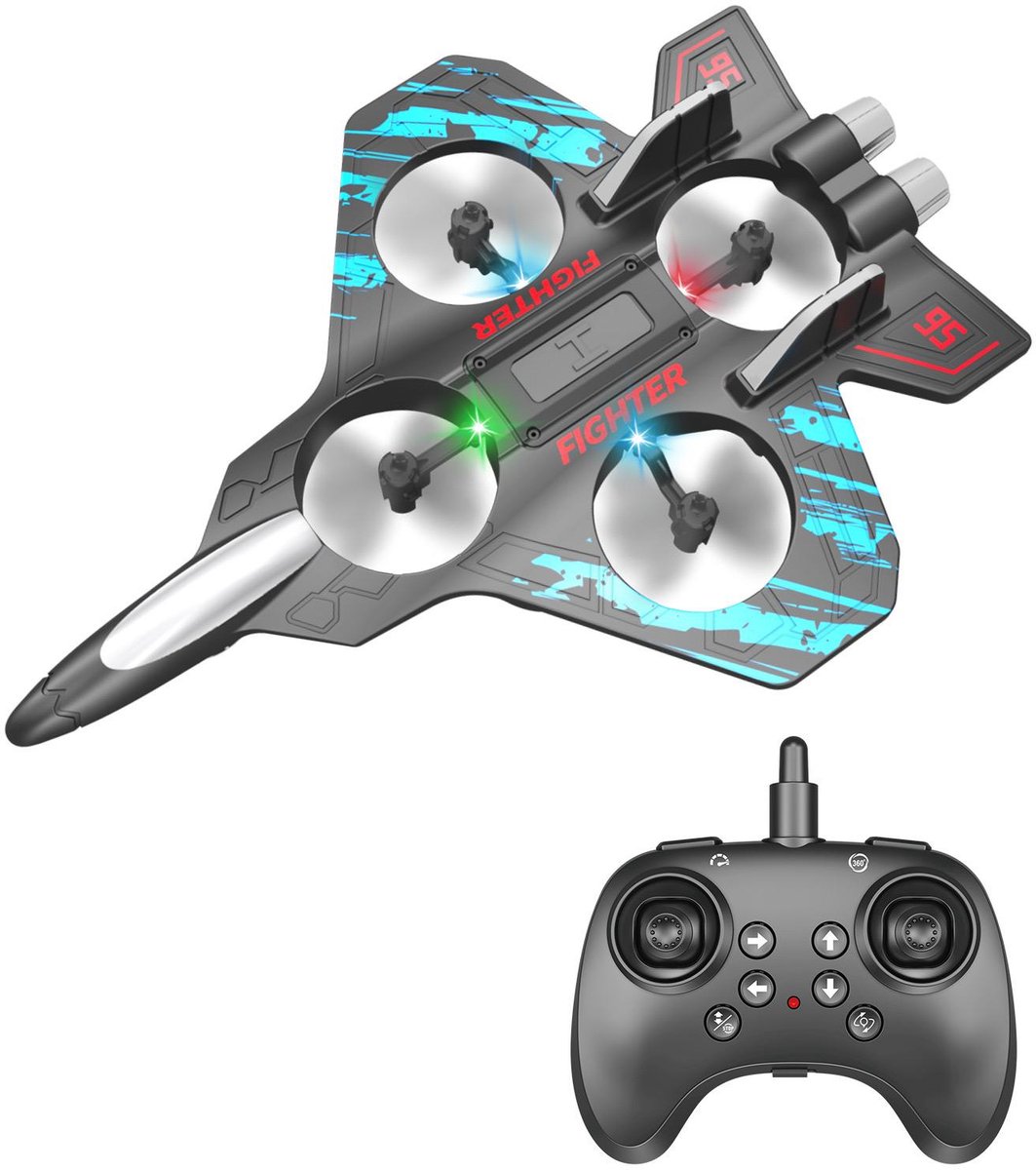 RC Fighter Plane GX265887 – LED Vliegtuig met Afstandsbediening en Licht & Geluid