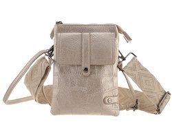 Festival tasje | licht | Compact | Klein schoudertasje | Champagne telefoontasje | TYLER- Dames tas- Moederdag