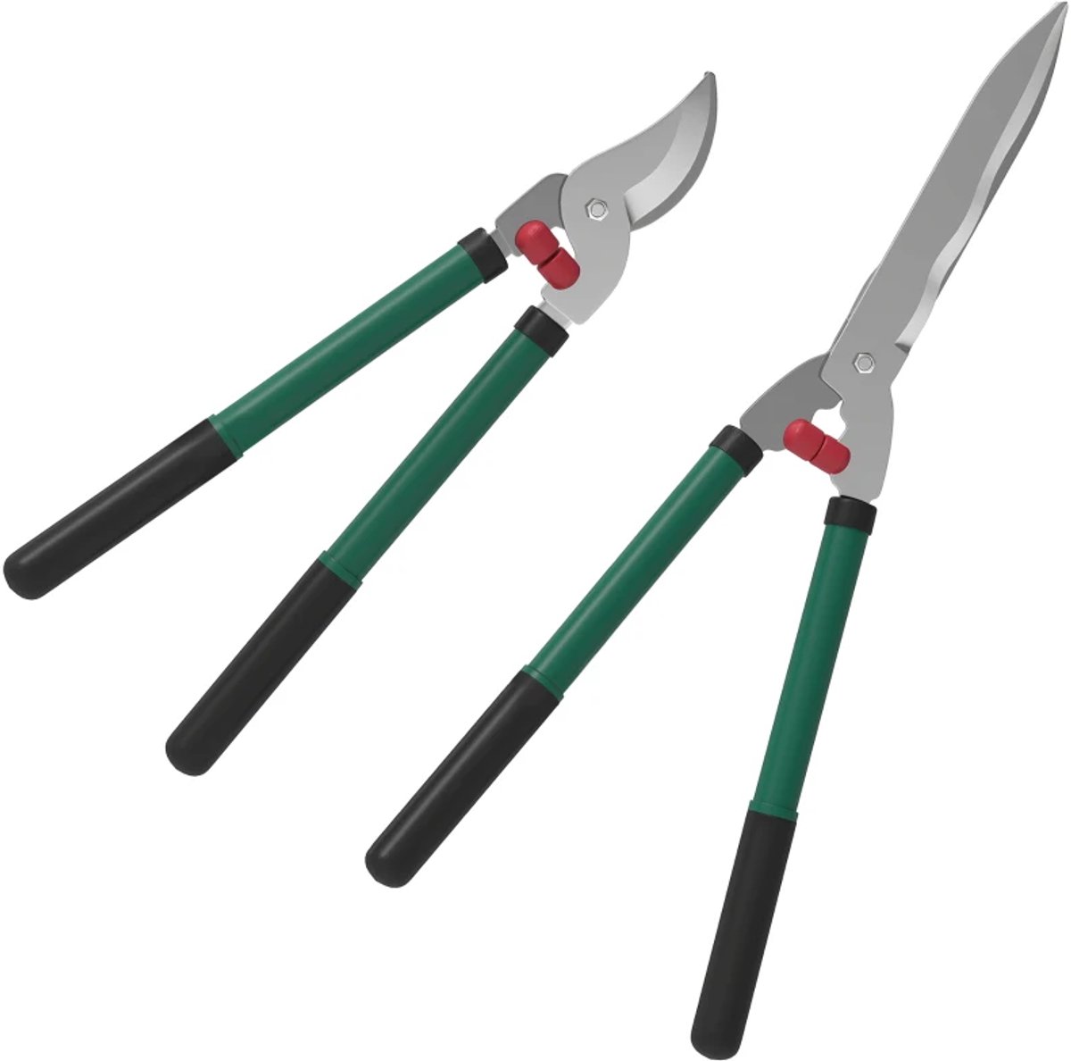 Snoeischaren set - Tuinscharen set - 2-delig - Tuinschaarset met Antiaanbaklaag - Bladlengte 40 cm - Tuinschaar - Tuingereedschapset - Heggenschaarset - Takkenschaar - Groen + Zwart