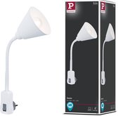 Paulmann Stekkerlamp Junus - Flexarm - E14 230V - Leeslamp & Nachtlamp Dimbaar - Stekkerspot - Stopcontactlamp voor Lees- en Nachtgebruik - Wit