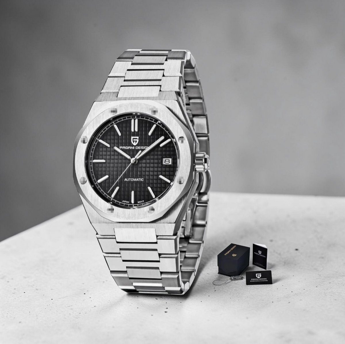 Pagani Design PD-1673 - Herencollectie Automatisch Horloge - Zilverkleurig RVS met Zwart Wijzerplaat - 40mm - Japan NH35 - Saffierglas - 100M Waterdicht