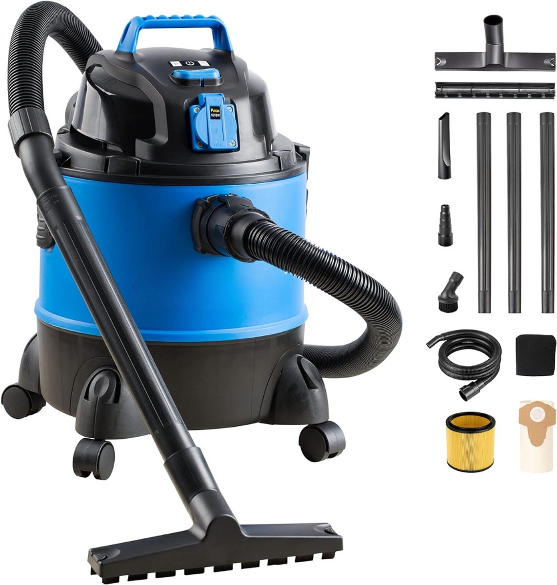 RONN® Bouwstofzuiger Zonder Zak - Alleszuiger Met Accessoires - Stofzuiger - Zwart/Blauw - 34cm x 34cm x 45cm ;5kg
