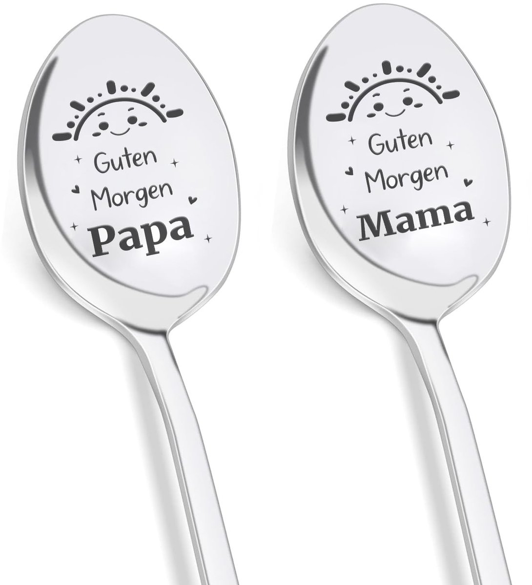 Allecto - van 2 Rvs koffielepels met gravure voor Moederdag en Vaderdag – Perfect Cadeau voor Ouders en Bruiloft