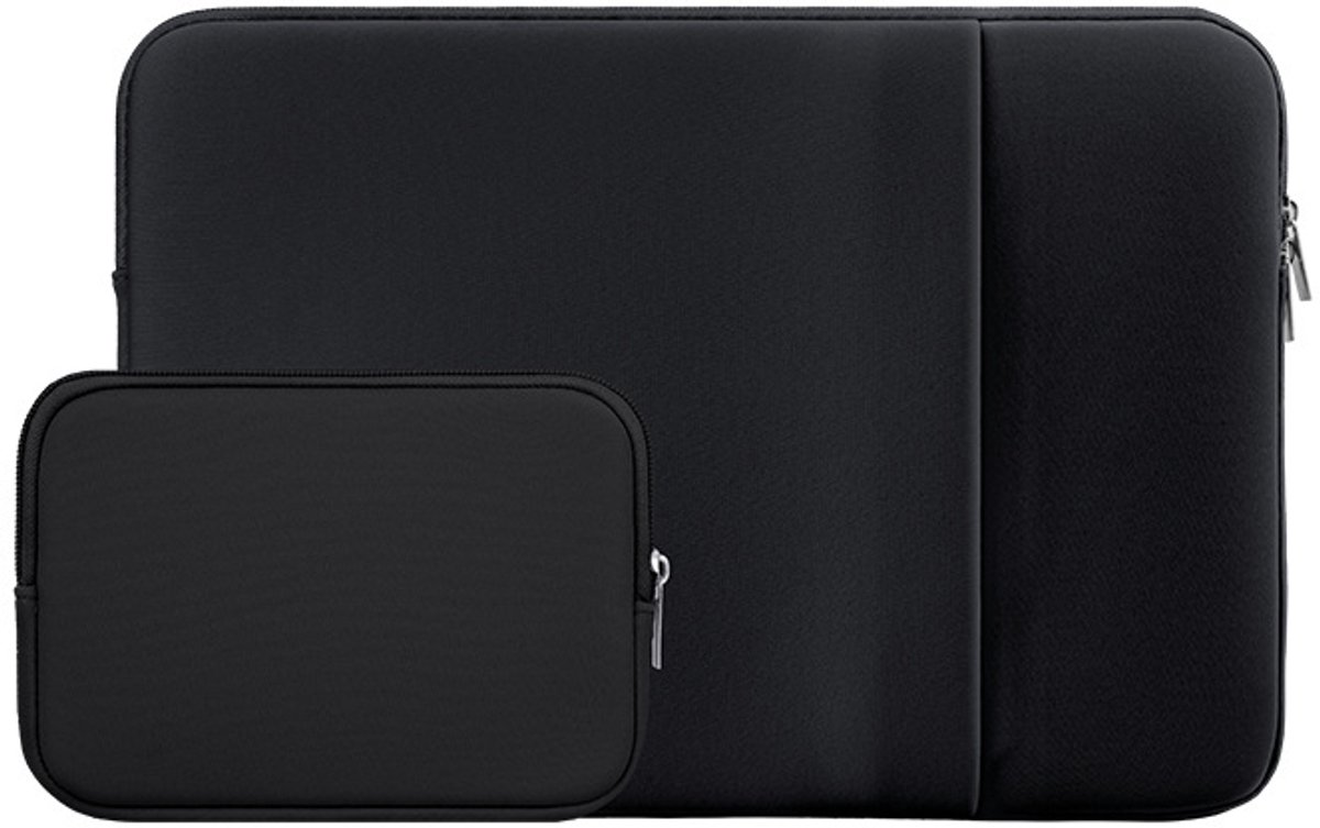 Laptoptas - Laptophoes - Laptoptas dames - Laptophoes 13 inch - 13 inch laptoptas - Beschermhoes met voorvak en accessoirevak - Zwart