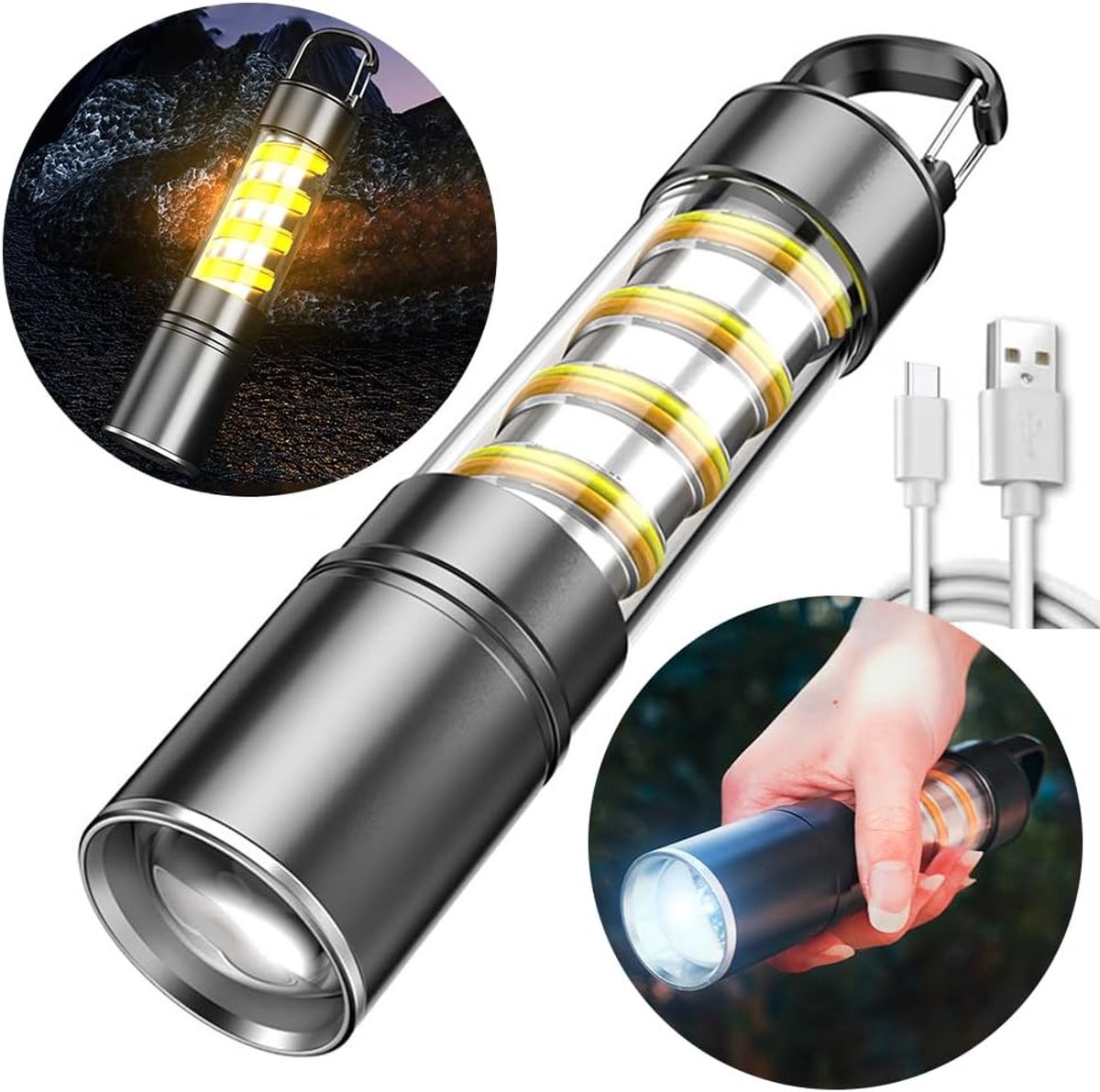 LED zaklamp & lantaarn – Type-C – 5 standen – 1200 mAh – Kamperen & buiten-Belle's product