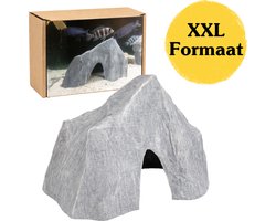 Aquarium Decoratie Rotsgrot Groot 22 x 20,7 x 14 cm – Realistische Steenlook Aquarium Grot – Schuilplaats voor Vissen, Garnalen & Reptielen – Aquarium Accessoires Aquascape Decoratie – Vis Schuilplek Groot