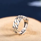 Sjika - Zilveren Schakelring S925 Dames & Heren – Verstelbare Ring Zilver – Minimalistische Chain Ring – Unisex