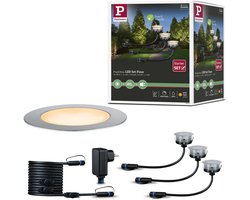 Paulmann Plug & Shine LED-grondinbouwlamp Floor Basisset Insect-vriendelijk IP67 2200K 3 × 2W 21VA Zilver
