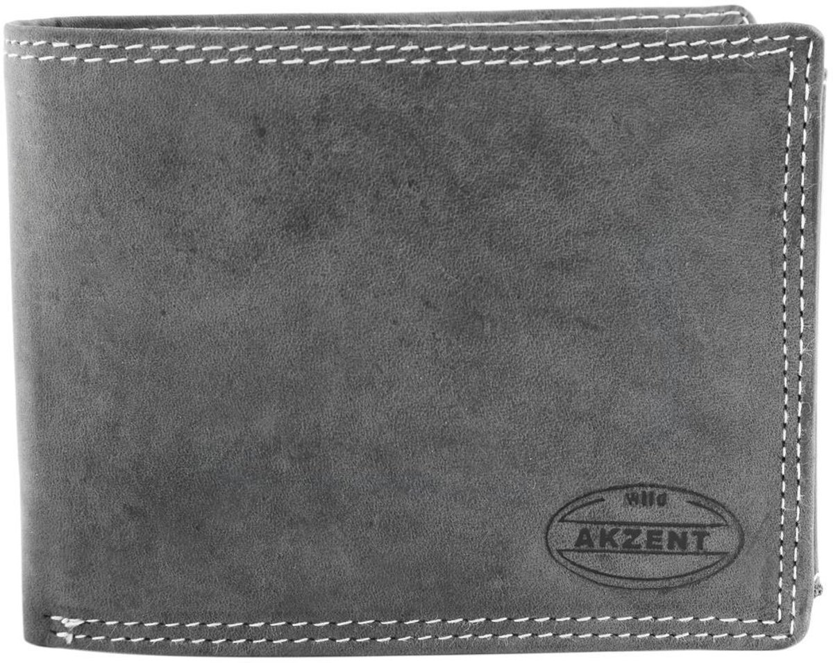 AKZENT Herenportemonnee horizontaal echt leer Aktar Akzent herenportemonnee van echt leer, formaat 12 x 10 cm.
