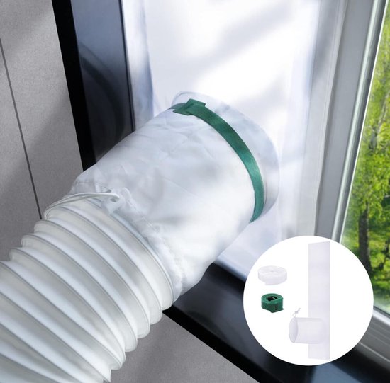 Raamafdichtingskit mobiele airco 25×90 cm verstelbaar waterdicht raamafdekzeil afvoerslang sluiting