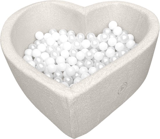 Liefjes & Co Fluffy Wit Hart Ballenbak Met 200 Ballen - Baby & Kinder Ballenbad - Zacht Foam - Speelgoed van Merkloos — afbeelding 4