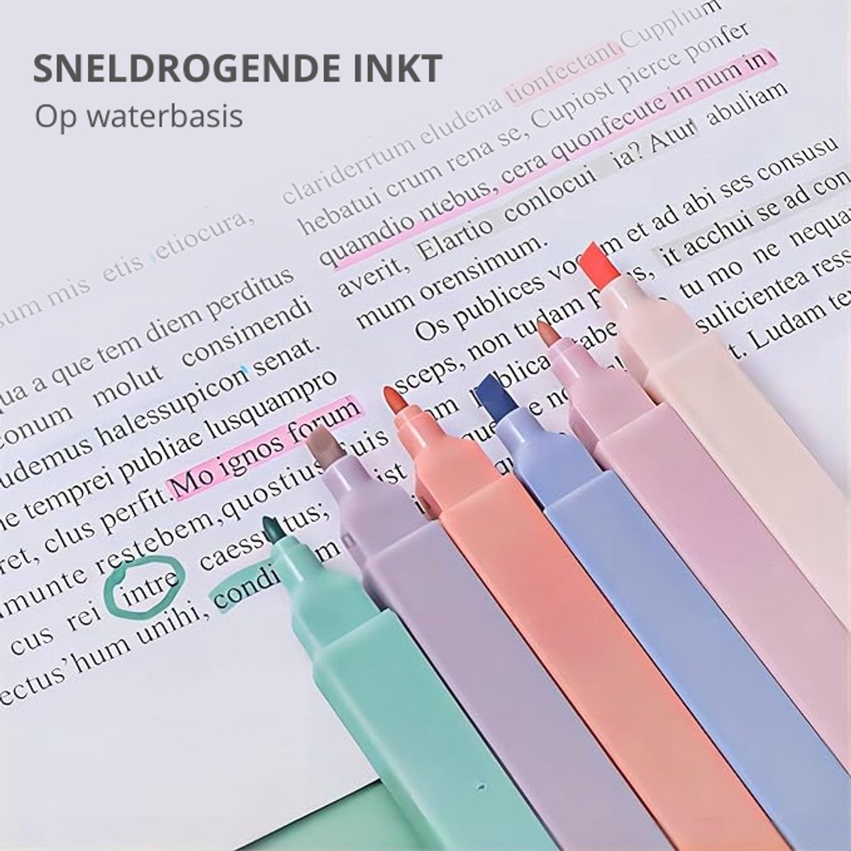 colpart Markeerstiften, pastel, 30 stuks, 6 heldere verschillende kleuren, chisel-tip, esthetische highlighters, markeerstiften, geen gebleekt droge stiften, voor dagboeken, kantoorbenodigdheden