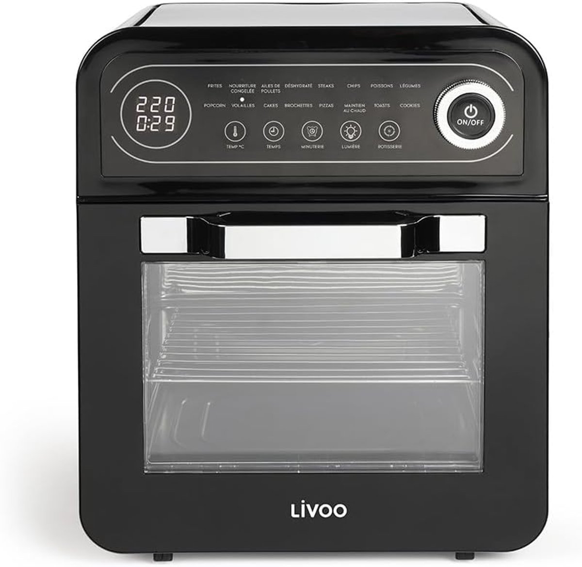 Heteluchtoven - Mini Oven - Gezond Koken - 16 Voorgeprogrammeerde Programma's - 12 Liter Capaciteit - Zwart