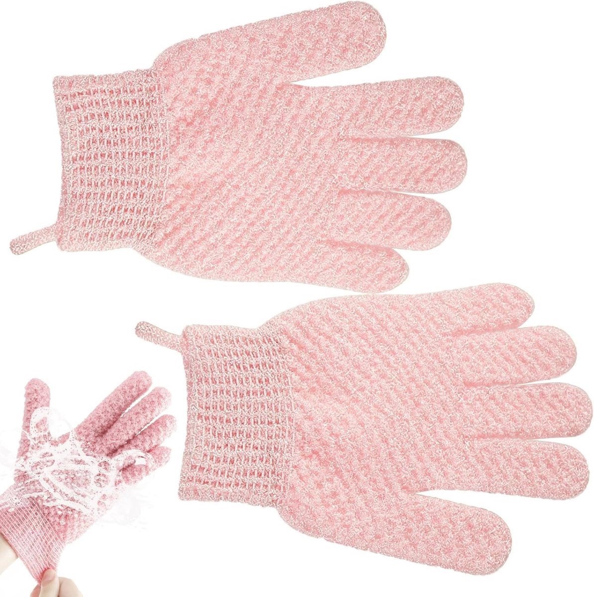 Douche Handschoenen - Body Scrub - Huid Reinigen - Dubbele Dichtheid Vezels - 19.5 x 12 cm