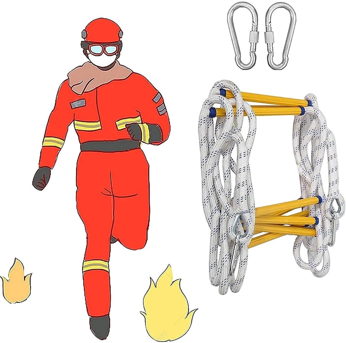 Reddingstouwladder - Vluchtladder Noodladder - Veilige Ontsnapping - Brandvertragend Materiaal - Tot 45 Meter