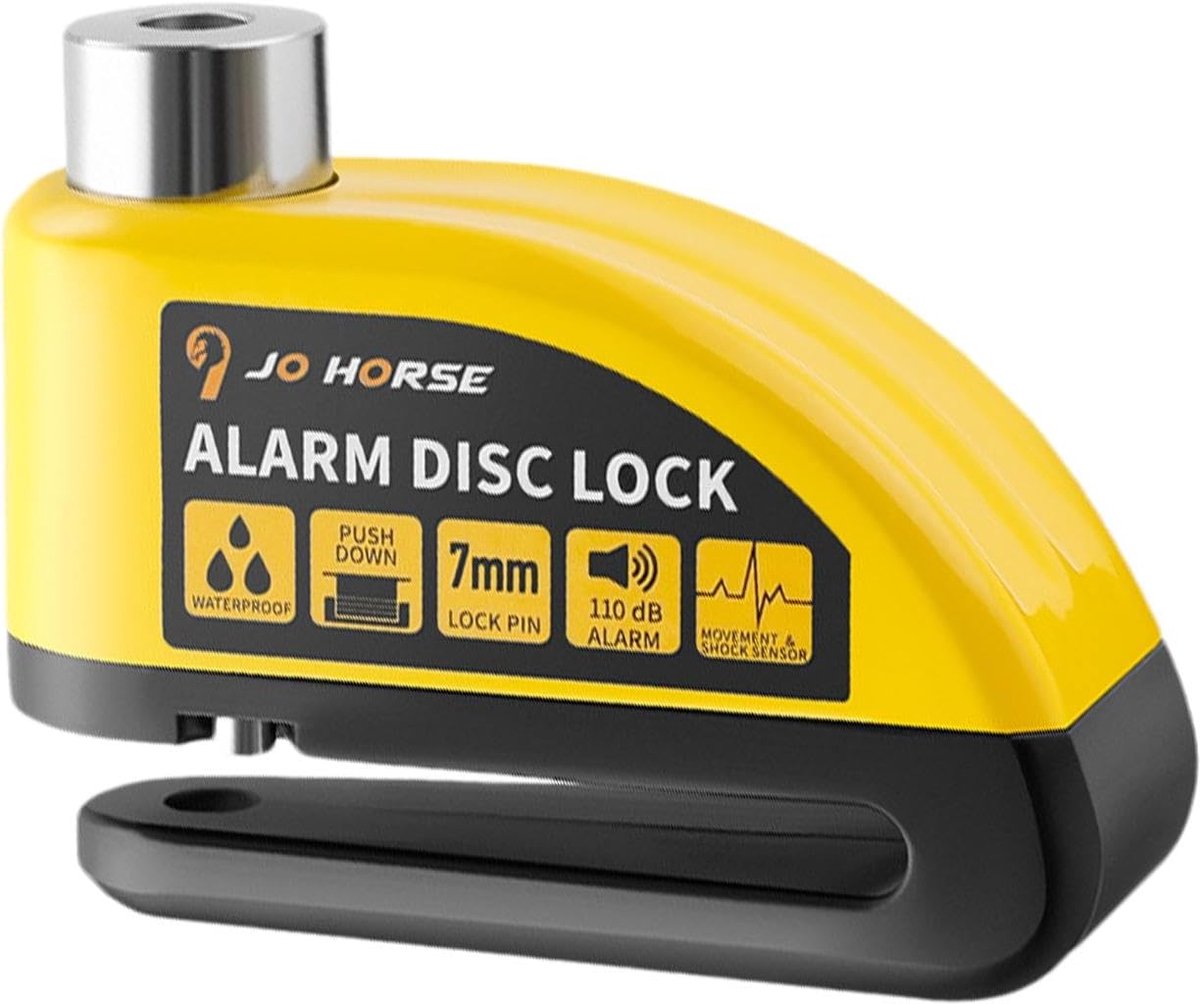 Motorfiets Schijfrem Lock - Motor Alarm Slot - Diefstal Beveiliging - 110 dB Alarm - 18.5 cm - Geel