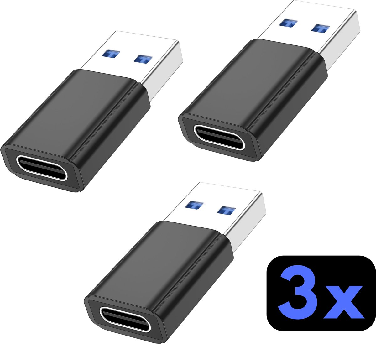 Nereb 3x USB naar USB C Adapter - USB C naar USB Adapter - USB 3.0 - USB A naar USB C Converter