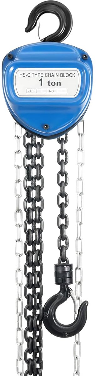 Kettingtakel 1000 kg - Handtakel Katrol - Industrieel Hefwerk - Duurzame Legering Staal - 3.7m Kettinglengte - Blauw