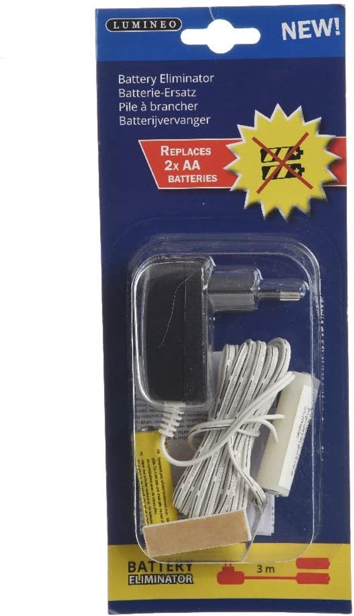 Batterij Adapter - Dummy Batterij - Apparaten Voeden - 3 Volt Output - 3 Meter Snoer - Zwart