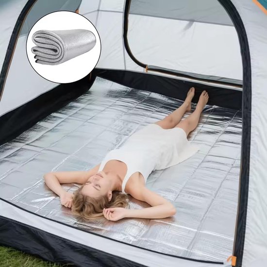 Kampeer Mat - Slaapmat Isolerend - Buiten Slapen - Waterdicht Extra Dik - 150 x 200 cm - Zilver van Merkloos — afbeelding 3