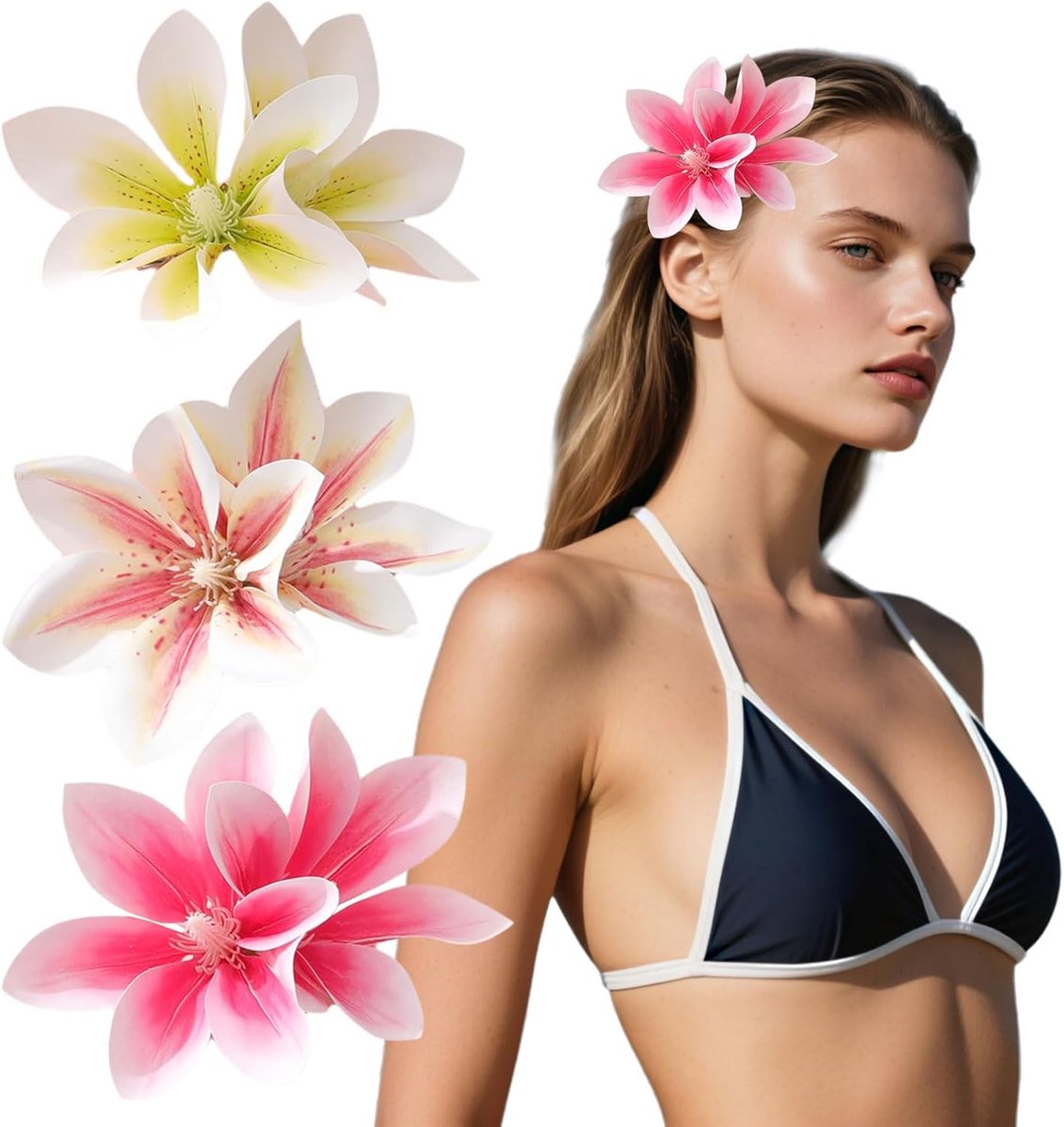 Haarbloemen Set - Bloemen Clips - Feestelijk Accessoire - Tropische Flair - 3 Stuks - Gekleurd
