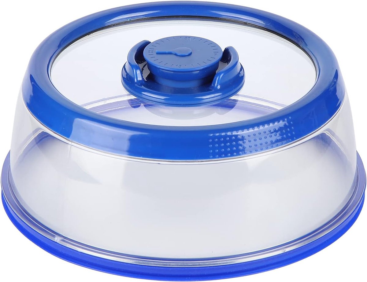 Vacuüm Voedselbord Deksel - Vershoudfolie Compressie - Restjes Bewaren - Push Type Afsluiting - 25x25x9.5cm - Blauw