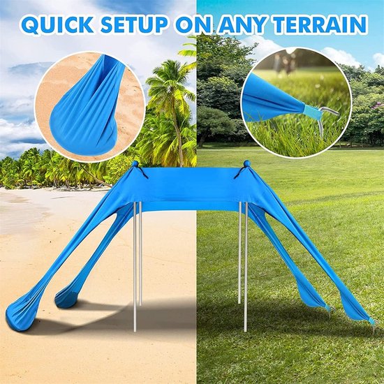 Strandtent Zonwering - Strand Canopy - Outdoor Bescherming - UV Bestendig - 210x150x170cm - Blauw — afbeelding 5