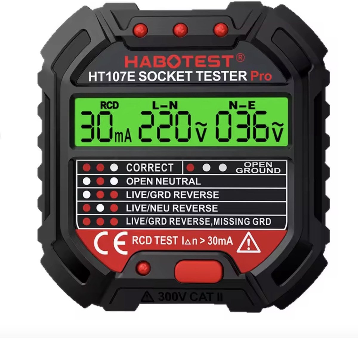 medj-Aardingsmeter - Aardingstester - Stopcontacttester - Spanningsweergave 90-250 V - Polariteit Spanningsdetector