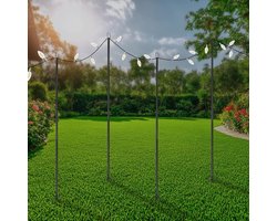 Poteaux pour Guirlandes Lumineuses - Poteaux Suspendus - Décoration de Jardin - Crochet en U - 3 Mètres de Haut - Noir