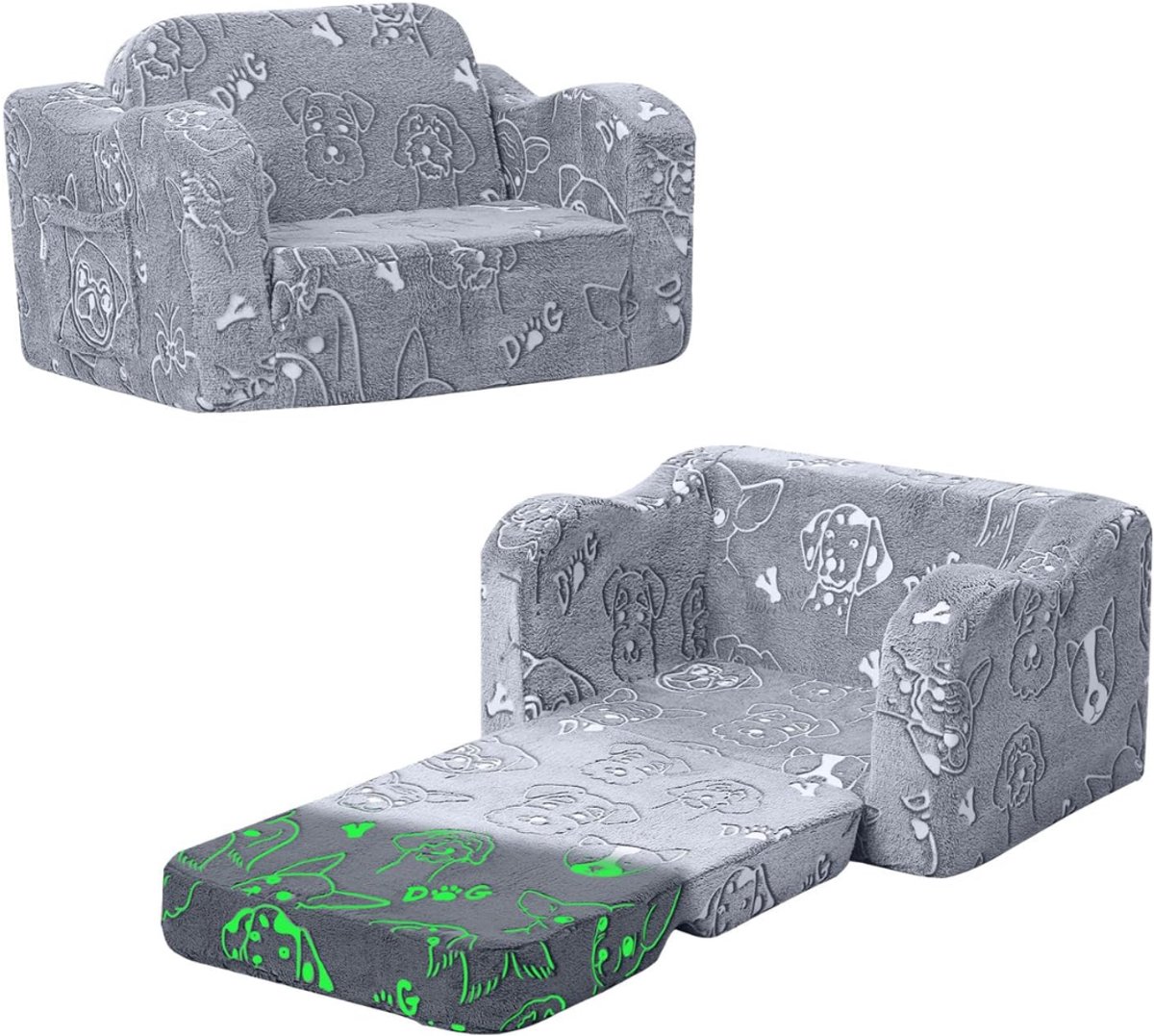 SVN® Kindersofa - Zitzak - Kinderstoel - Grijs - 104cm x 65cm x 32cm