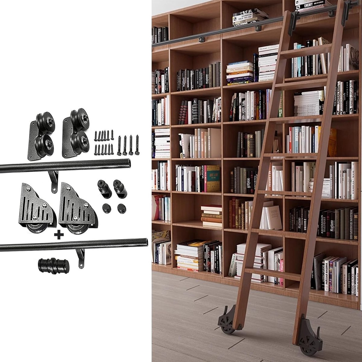 Ladder Montageset - Glijrail Kit - Zolder Toegang - Verstelbare Lengte - 100cm Set - Zwart