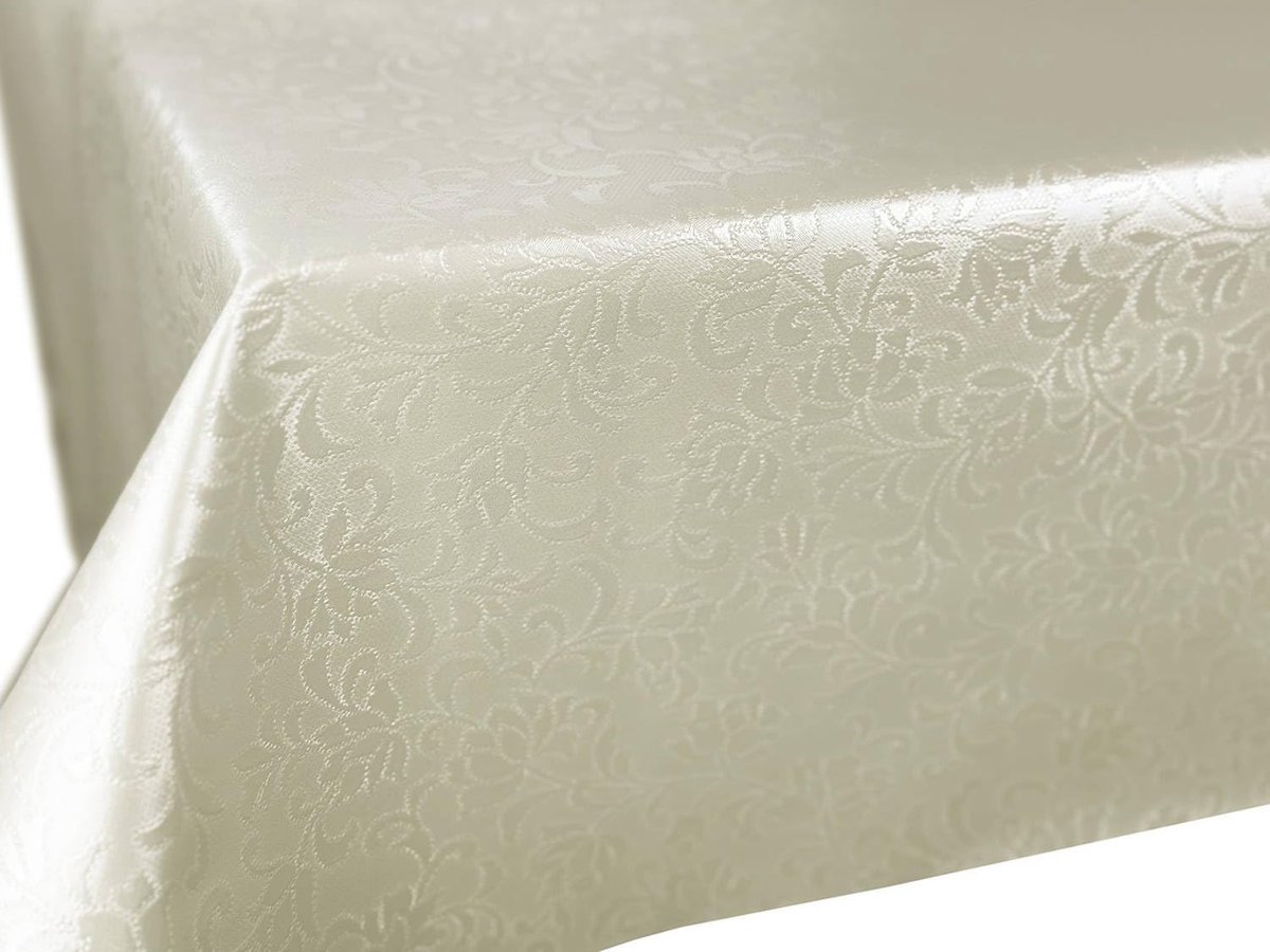 Tafelkleed - Tafelzeil - Buiten Eten - Waterdicht Afwasbaar - 280 x 140 cm - Beige Parel Bloemen