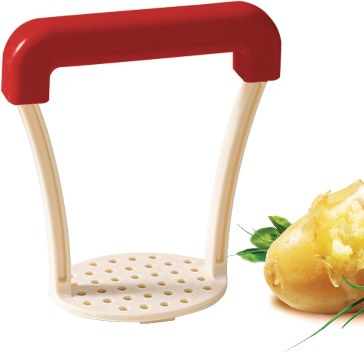 Aardappelstamper - Voedselstamper Puree - Groenten Stampen - Antislip Handgreep - 13 Cm - Rood