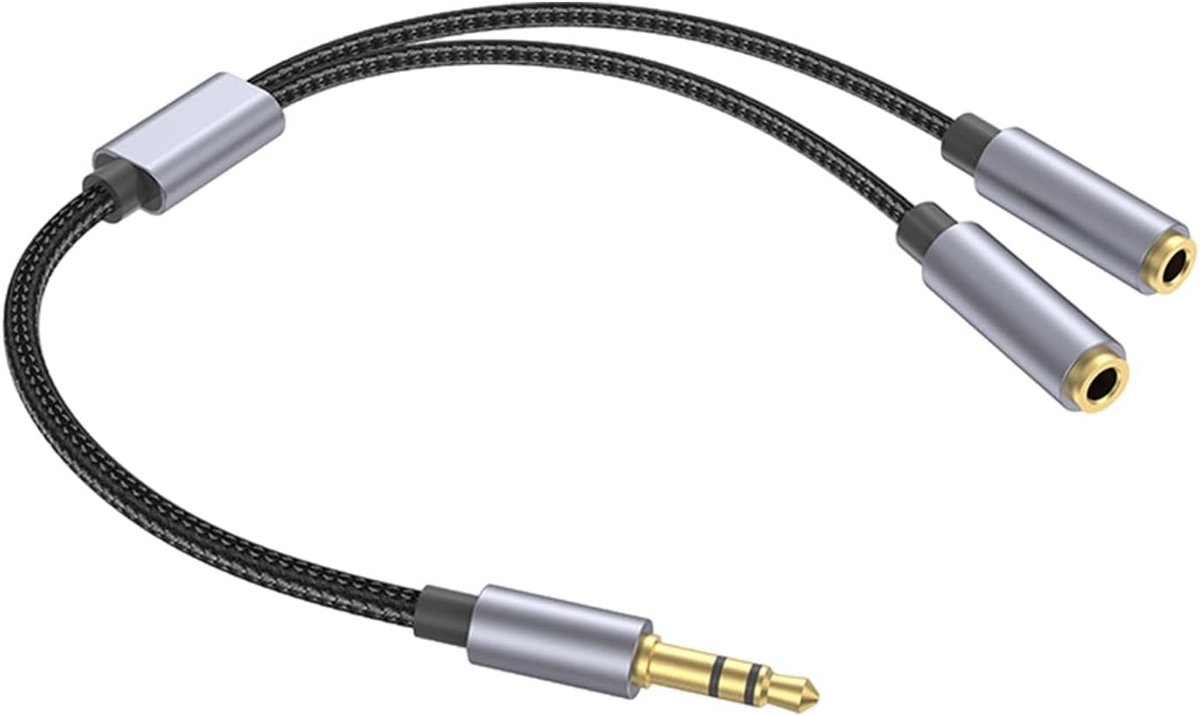 Audio Splitter - Hoofdtelefoon Adapter - Muziek Delen - Helder Geluid - 25cm Lengte - Zwart