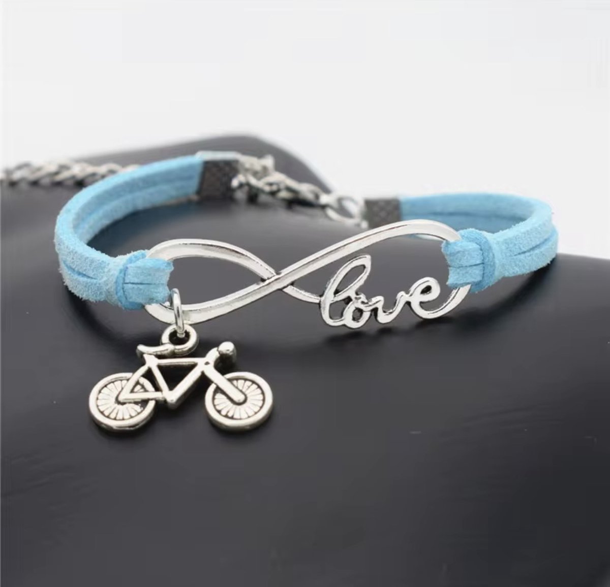 12Getit Armbandje turquoise met fiets hangertje