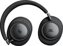 Zwarte JBL over-ear koptelefoon, met de JBL logo's op de oorschelpen.