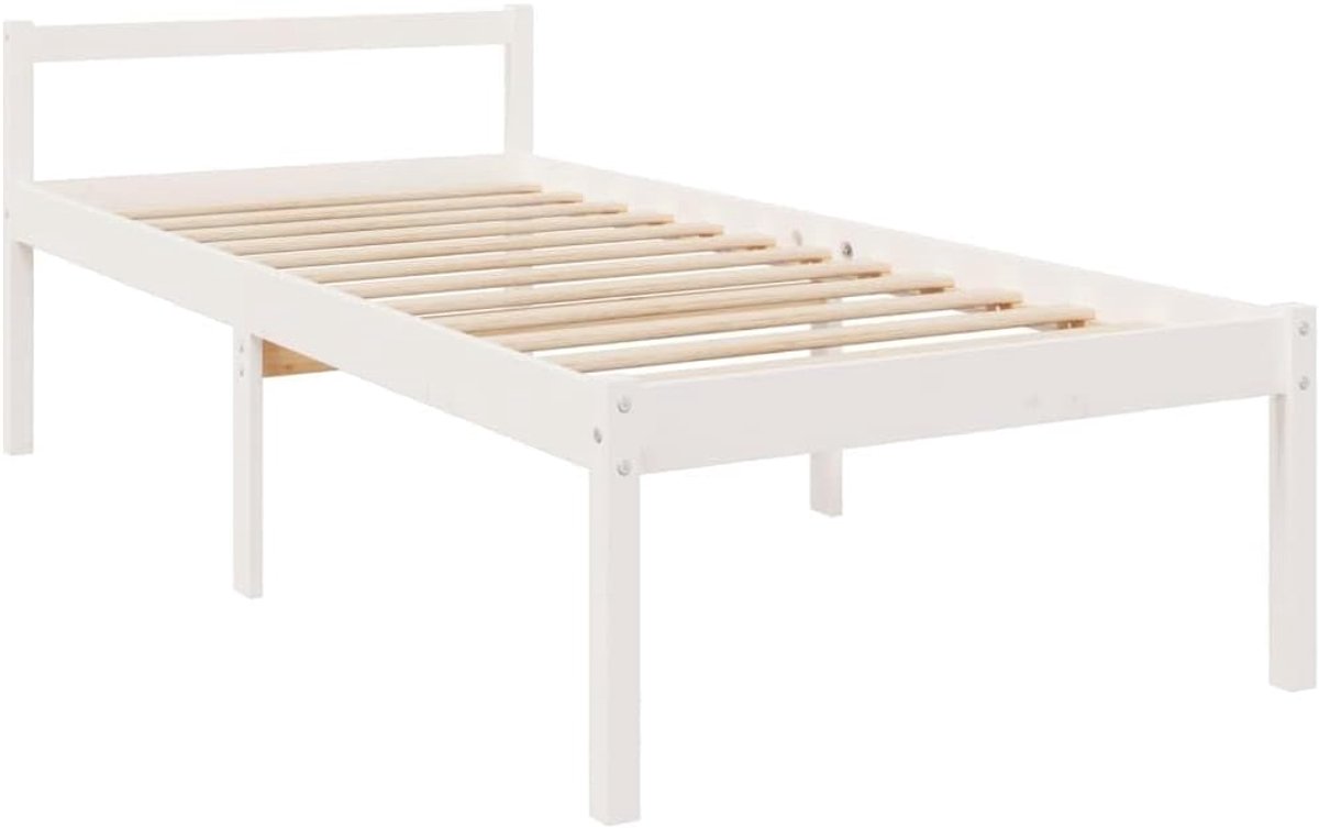 Seniorenbed Hout - Eenpersoonsbed - Slaapkamer Meubel - Massief Grenenhout - 90x200 cm - Wit